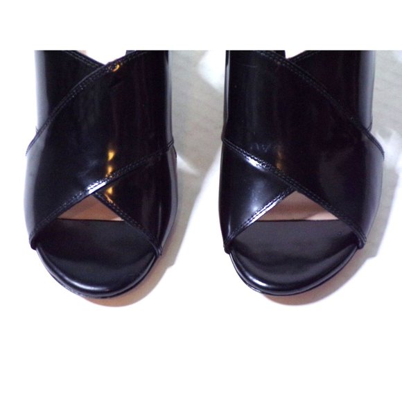 🆕 STUART WEITZMAN Cross Vamp Block Heel Sandal Shoes Black 6.5 - Picture 4 of 7
